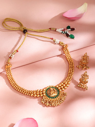 Radiant Green Short Temple Necklace Set