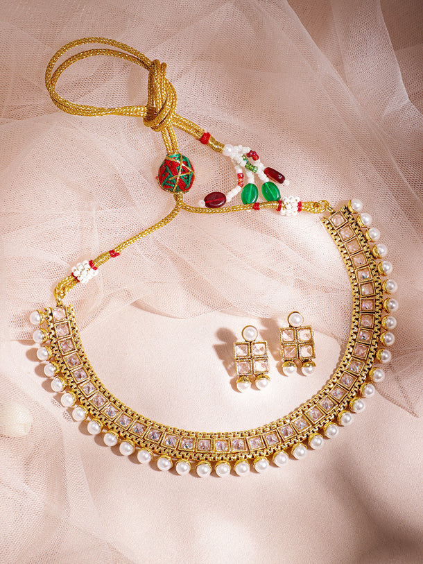 Kundan Necklace Set with Pearls