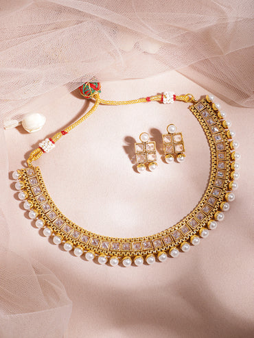Kundan Necklace Set with Pearls