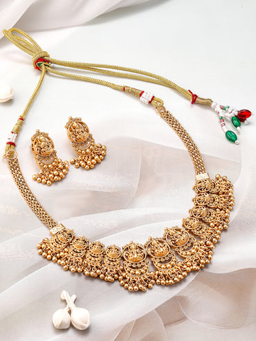 Laxmi Motif Temple Necklace Set