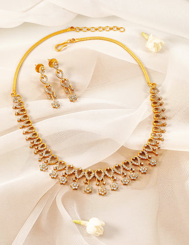Floral Necklace Set in American Diamond Zirconia