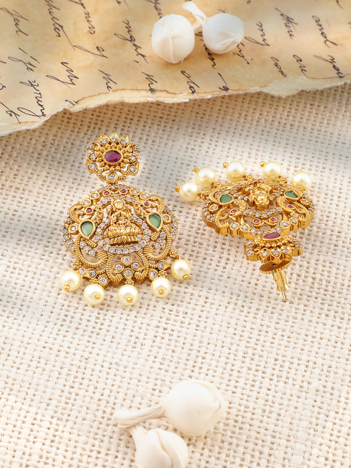 Gold Studded Temple Necklace Set