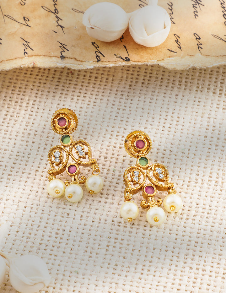 Dazzling Red Green Short Necklace Set