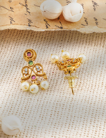 Dazzling Red Green Short Necklace Set