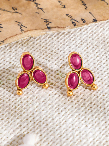 Ruby Studded Short Necklace Set