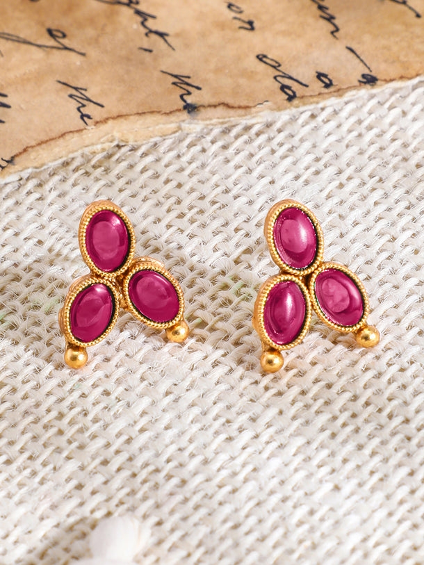 Ruby Studded Short Necklace Set