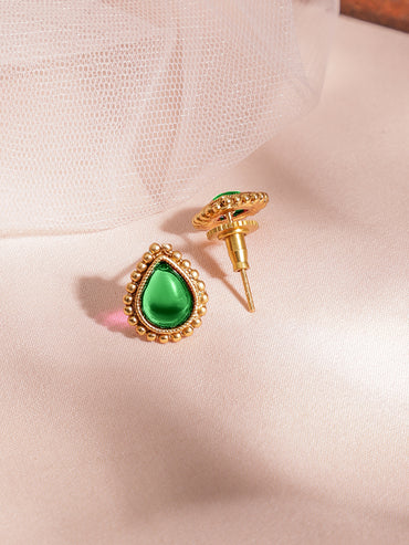 Gold-Tone Ruby Red Studded Necklace Set