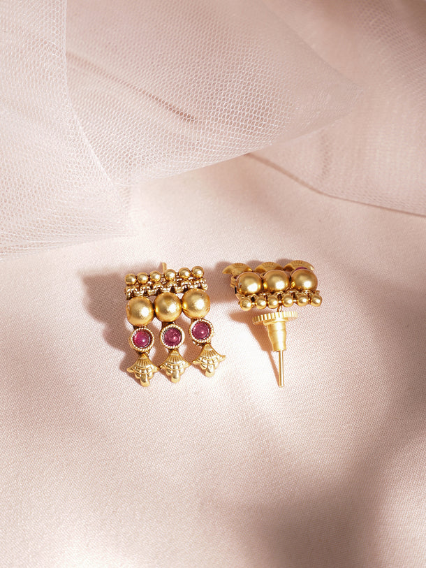Ruby Studded Gold Drop Necklace Set