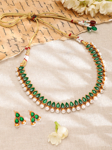 Urban Glow Green Stone Necklace Set