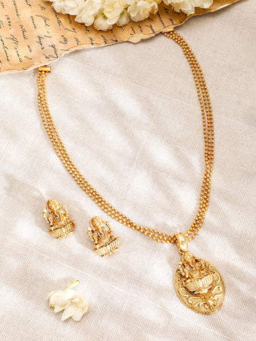 Ganesh Motif Golden Necklace Set