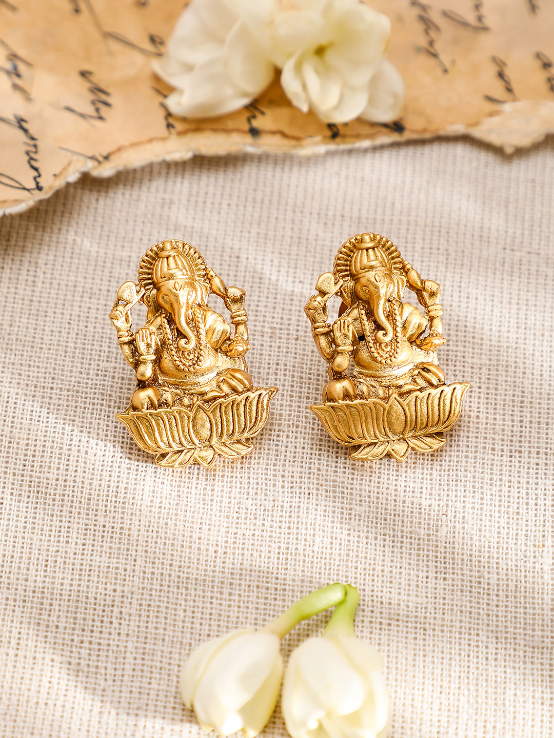 Ganesh Motif Golden Necklace Set