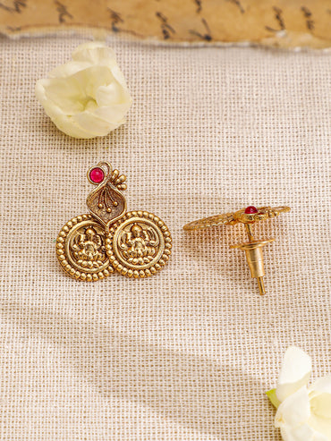 Gold Necklace Set With Laxmi Motif