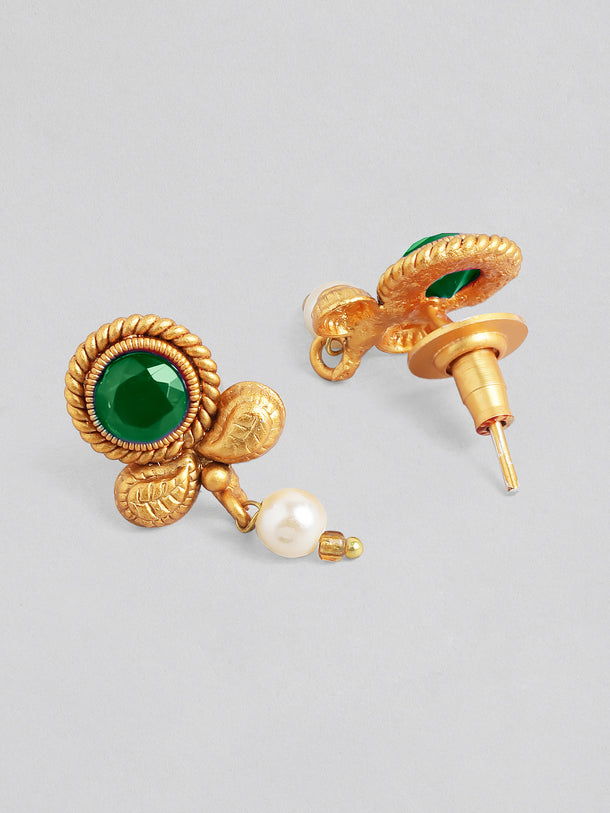 Alluring Green Gold Plated Necklace Set