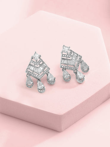 American Diamond Zirconia Collar Statement Necklace Set