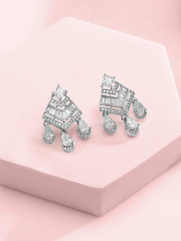 American Diamond Zirconia Collar Statement Necklace Set