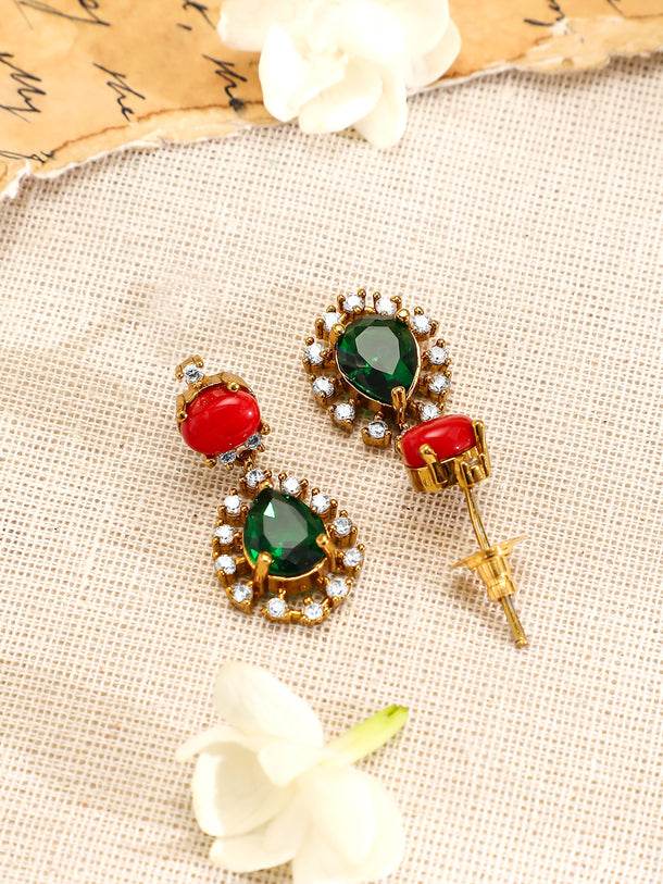 Ruby & Emerald Studded Necklace Set