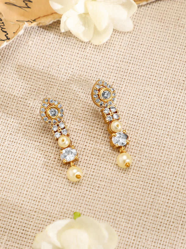 Pearl Beaded American Diamond Zirconia Necklace Set