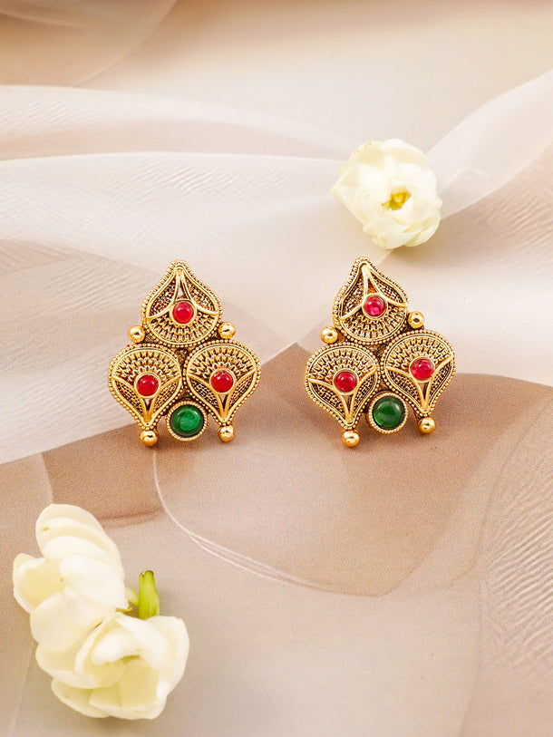 Traditional Golden Engraved Necklace Set