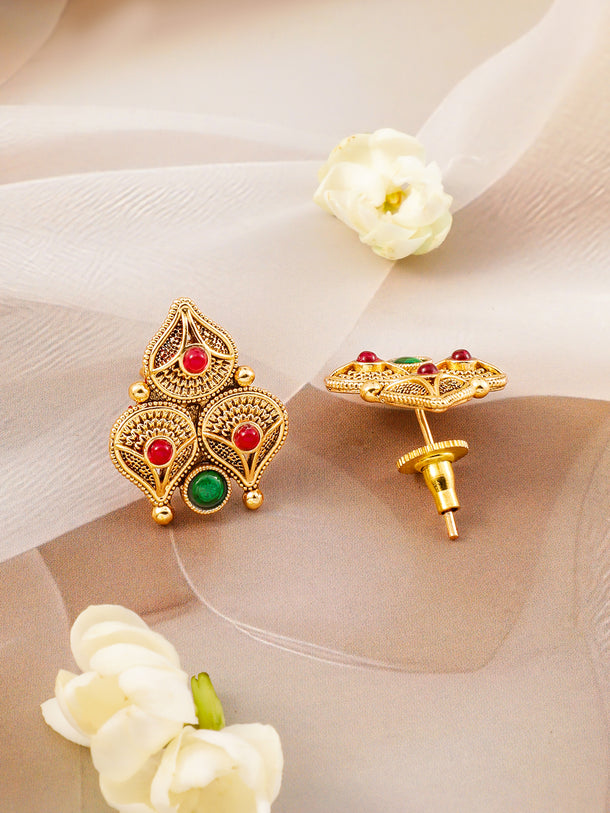 Traditional Golden Engraved Necklace Set