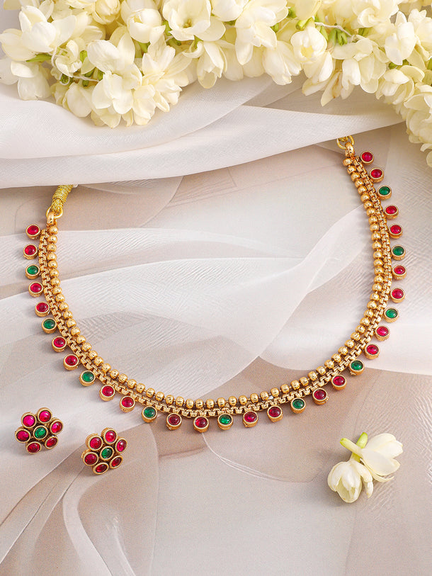 Pink & Green Necklace Set