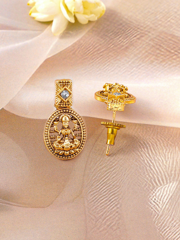 American Diamond Zirconia Laxmi Temple Necklace Set