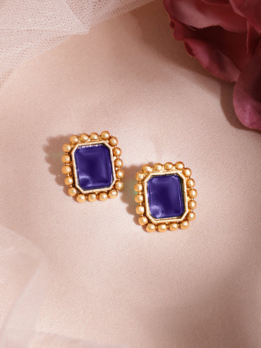 Blue Studded Golden Necklace Set
