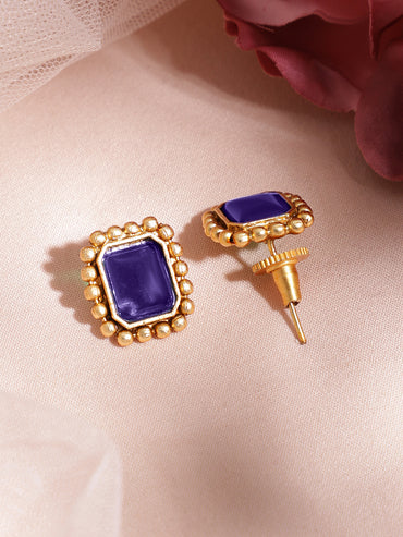 Blue Studded Golden Necklace Set