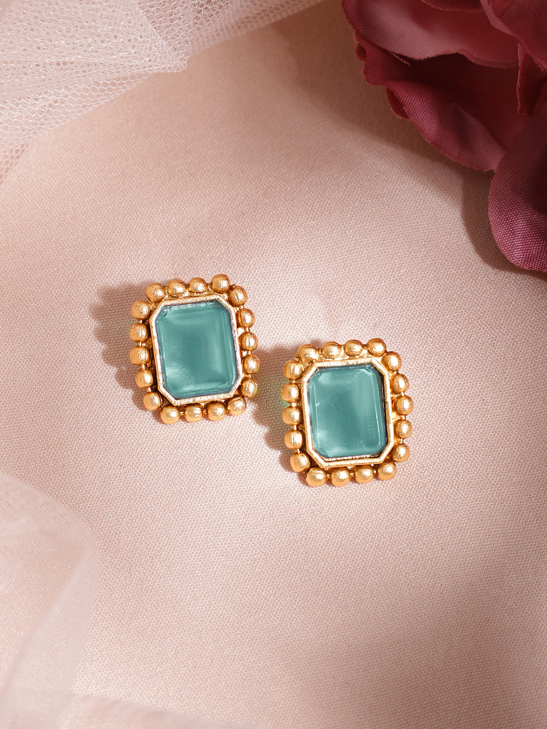 Blue Studded Golden Choker Set