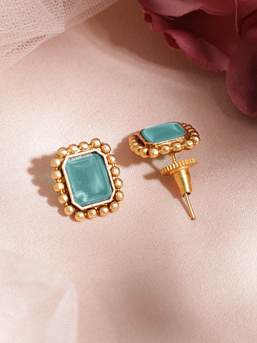 Blue Studded Golden Choker Set