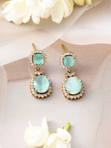 Blue Studded American Diamond Zirconia Necklace Set