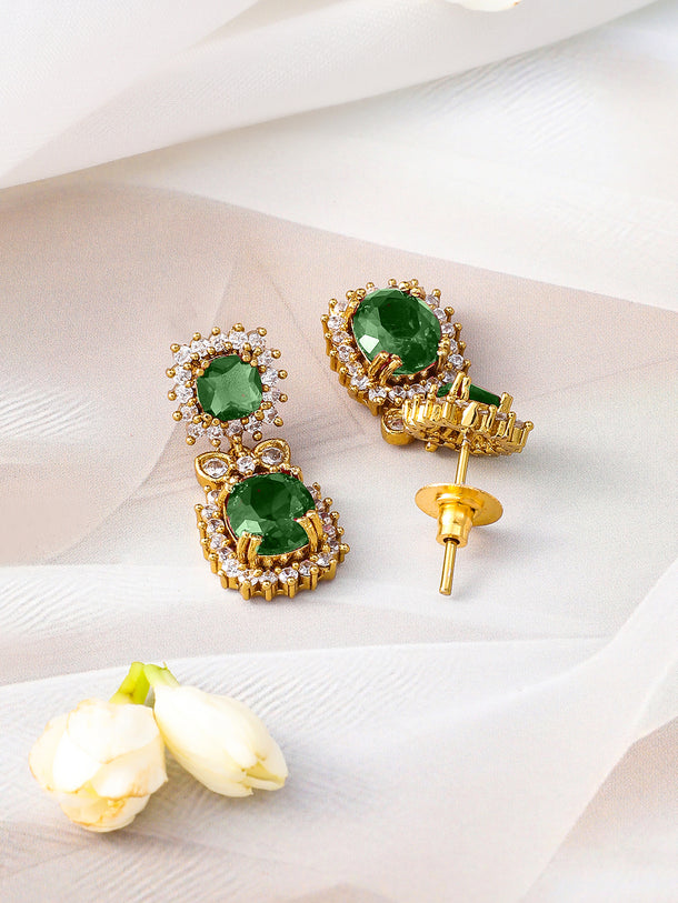 American Diamond Zirconia Emerald Studded Necklace Set
