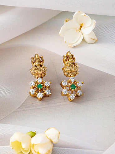 American Diamond Zirconia Floral Temple Necklace Set