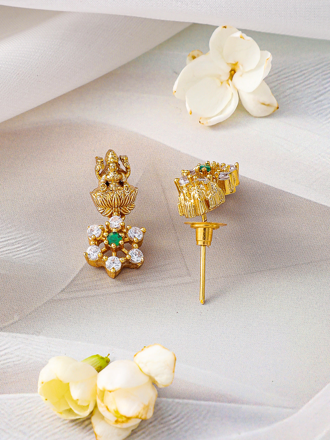 American Diamond Zirconia Floral Temple Necklace Set