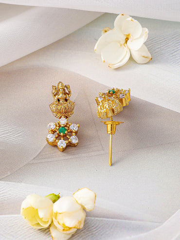 American Diamond Zirconia Floral Temple Necklace Set