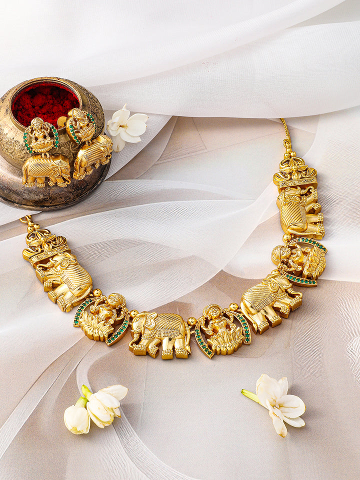 Goddess LAkshmi & Elephant Motif Necklace Set