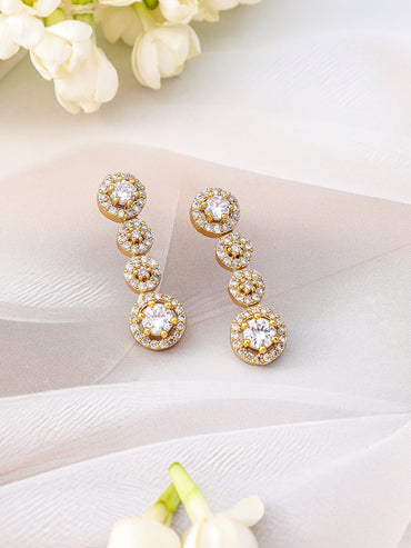 American Diamond Zirconia Layered Gold Necklace Set