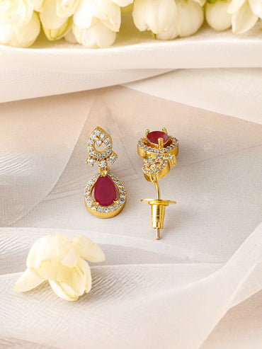 Ruby Accented American Diamond Zirconia Necklace Set