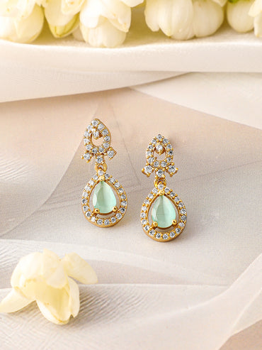 American Diamond Zirconia Green Drop necklace Set