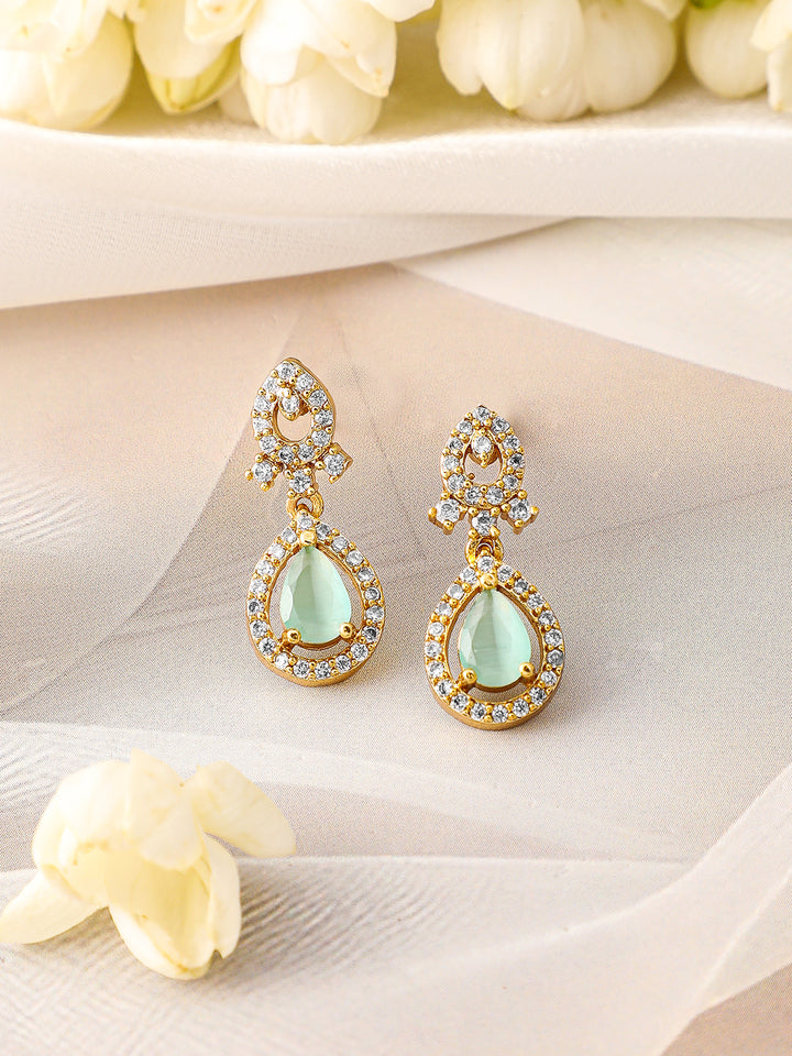 American Diamond Zirconia Green Drop necklace Set