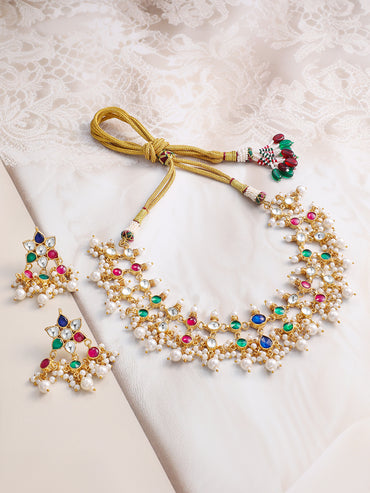 Floral Canvas Multicolour Necklace Set