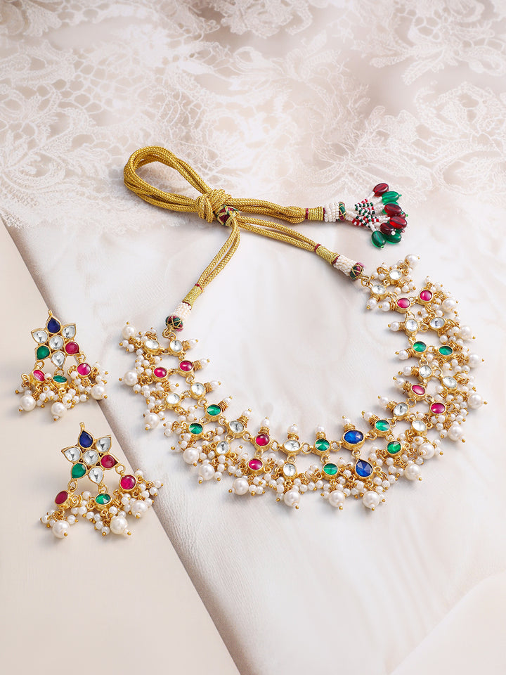Floral Canvas Multicolour Necklace Set