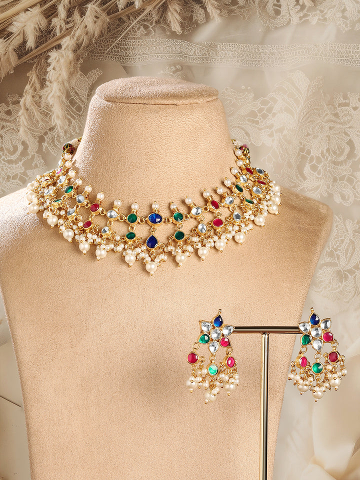 Floral Canvas Multicolour Necklace Set