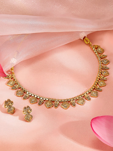 Square & Paisley Design Necklace Set