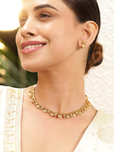 Square & Paisley Design Necklace Set