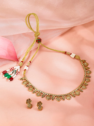 Square & Paisley Design Necklace Set