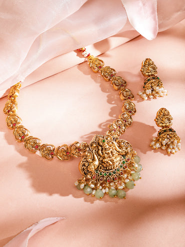 Multicolour Laxmi Motif Pearl Necklace