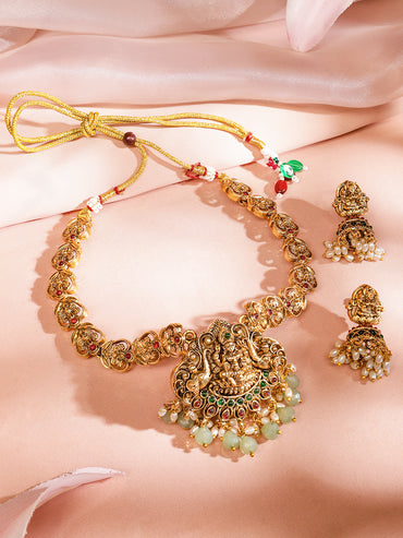 Multicolour Laxmi Motif Pearl Necklace