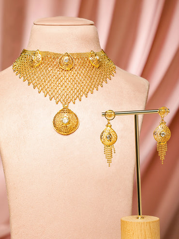 Sunlit Queen’s Gold-Plated Necklace Set