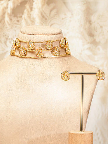 Laxmi Motif Triple Layered Choker Set