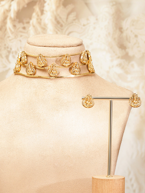 Laxmi Motif Triple Layered Choker Set
